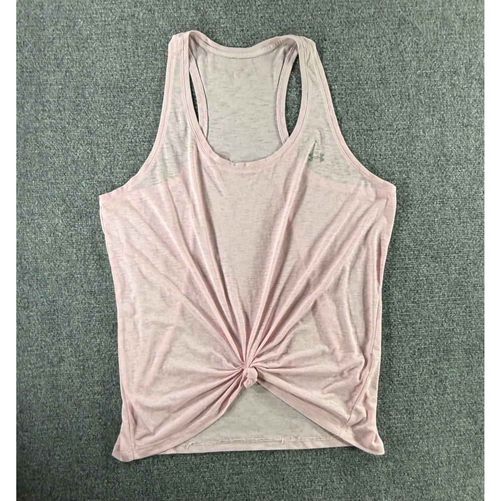 Under Armour Womens Heather Pink Front Knot Racerback Activewear Tank Top S